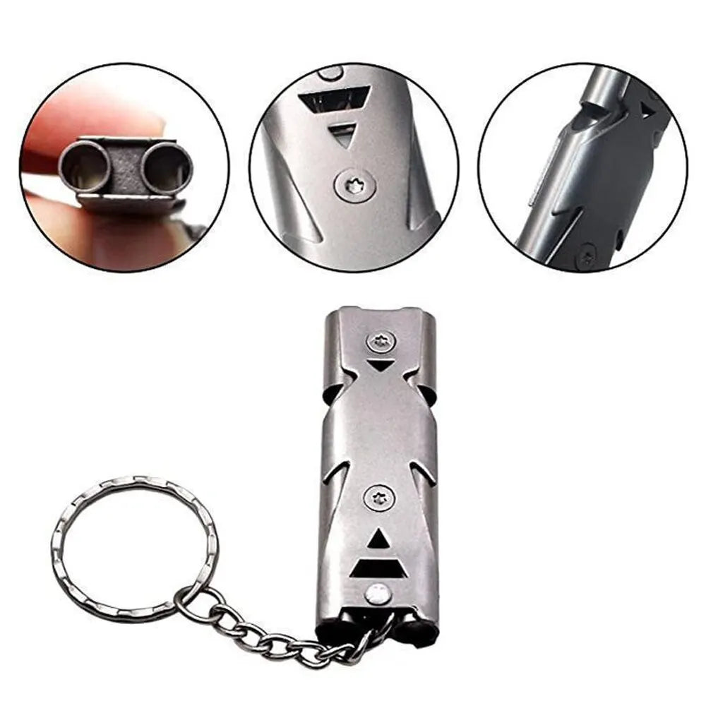 Double Pipe Survival Whistle Keychain – High Decibel Emergency Outdoor Camping Tool 1PC