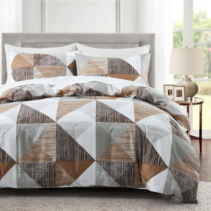 Grey Feather Duvet Cover Set – Full/Queen Boho Bird Plume Luxury Soft Reversible Comforter for Kids & Teens
