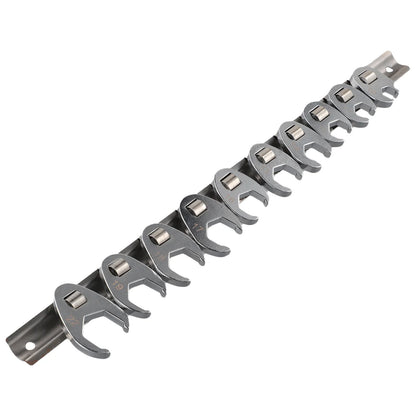10pcs 3/8" Drive Crowfoot Wrench Set — 10-22mm Metric Open-End Spanners for Torque Wrench