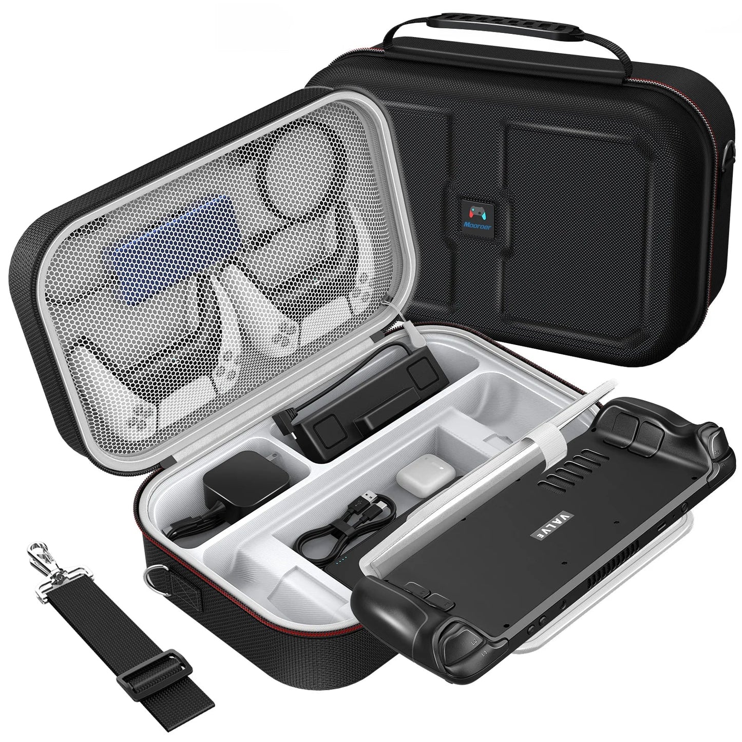 Steam Deck Carrying Case - Large Capacity Portable Storage for Console & Accessories with Built-in Protection