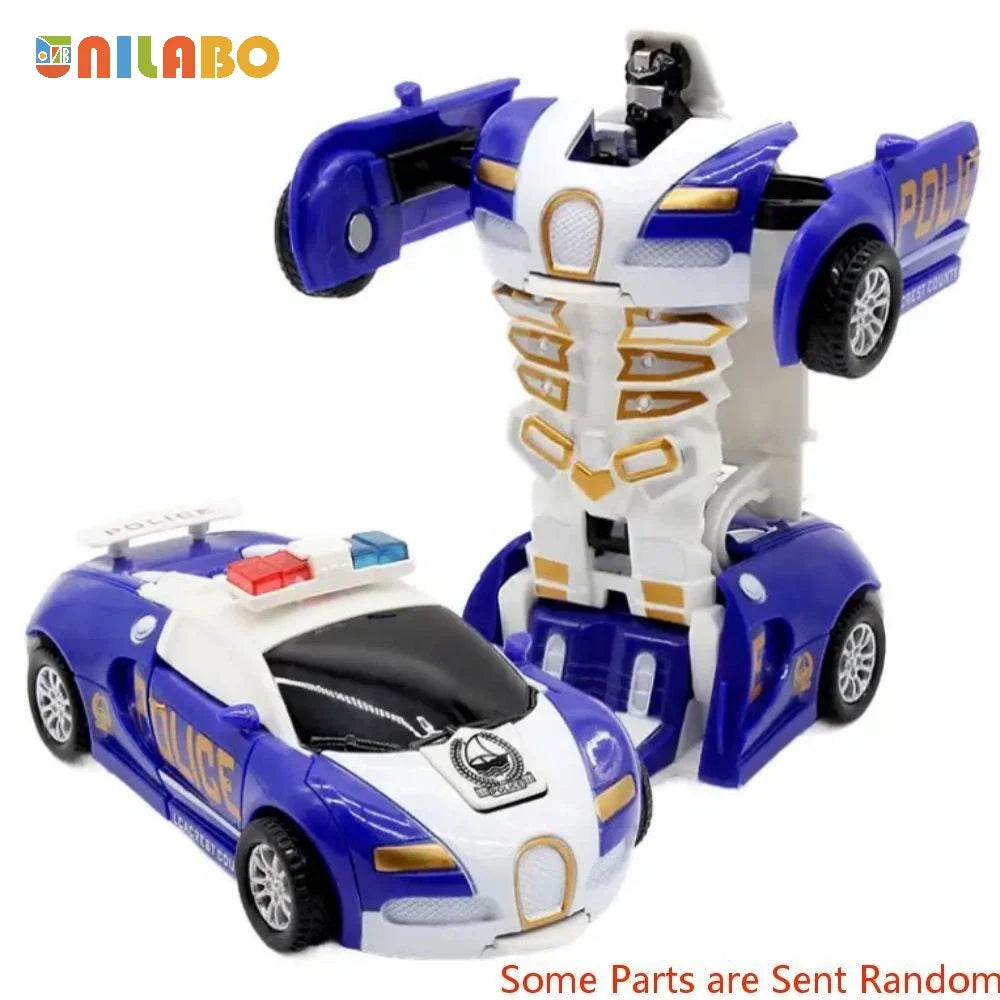 Transformable Robot Sports Car Toy - Battery-Free Educational Vehicle Model for Kids' Play & Learning