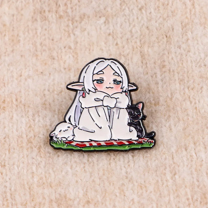 Frieren Anime Girl Enamel Pin - Manga Lapel Badge for Backpacks, Hats & Cosplay Accessories