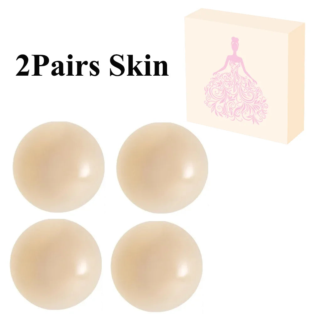 2 Pairs Ultra-Thin Silicone Nipple Covers – Reusable Adhesive Breast Pasties, Invisible Boob Protection Stickers