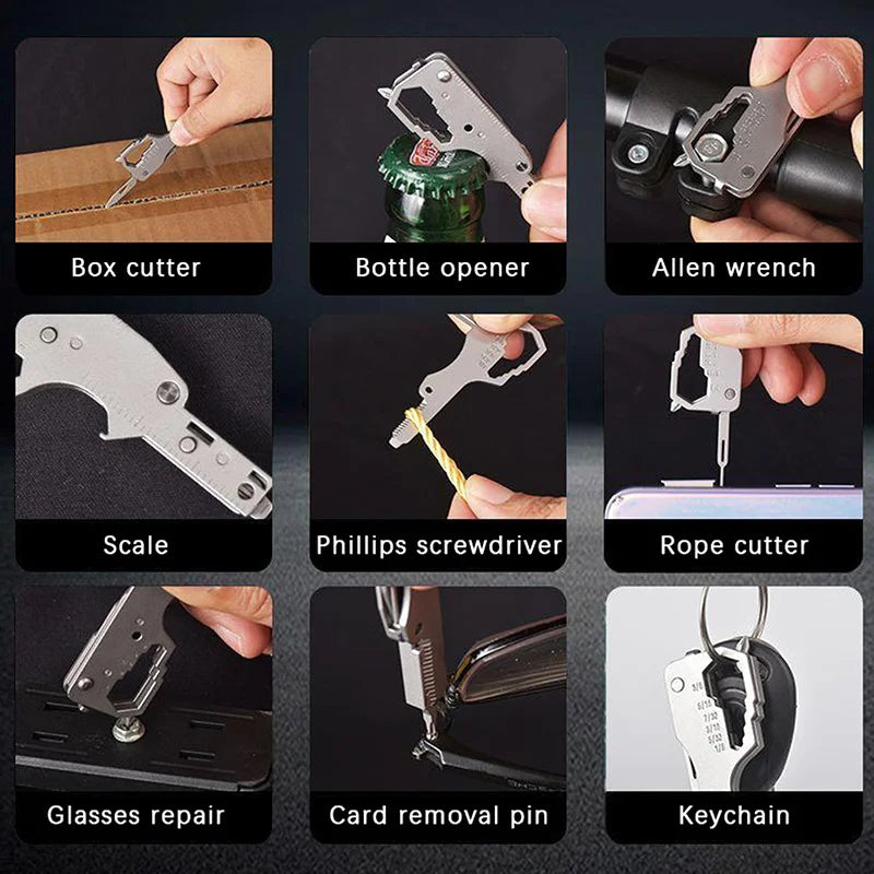 Mini Stainless Steel Keychain Multi-Tool - Compact Emergency Repair Tool for Outdoor, Home & Drone Use