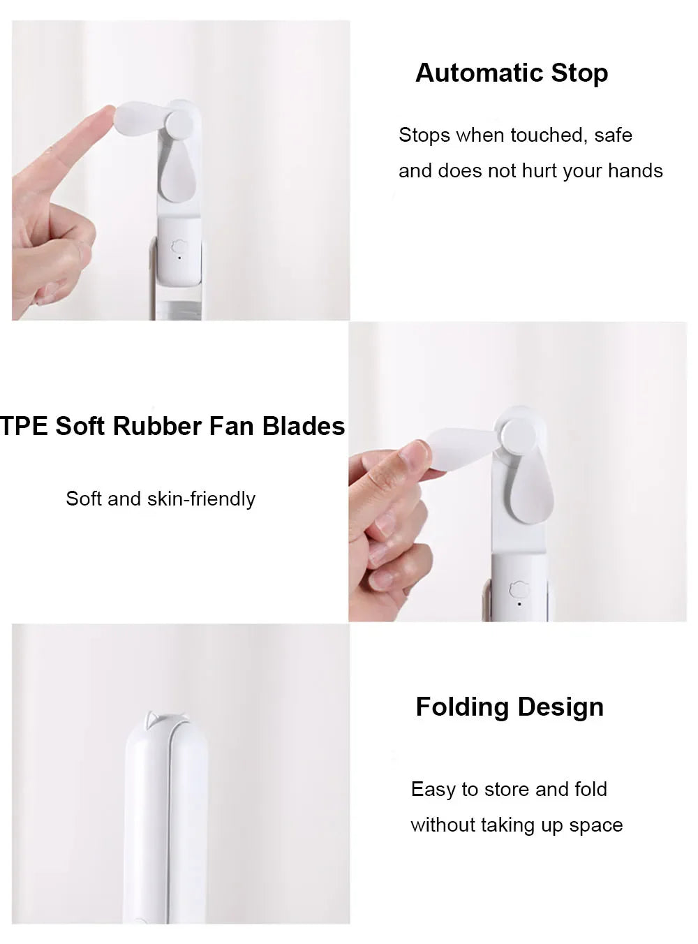 Portable Mini Handheld USB Fan – Rechargeable Folding Pocket Fan with Battery, Cooling Hand Fan and Power Bank Function