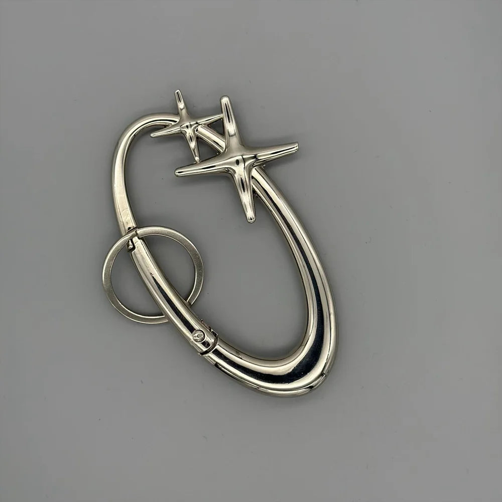 Rock Oval Solid Belt Buckle Carabiner Keychain – Spring Snap Hook for Keys, Bags & EDC DIY