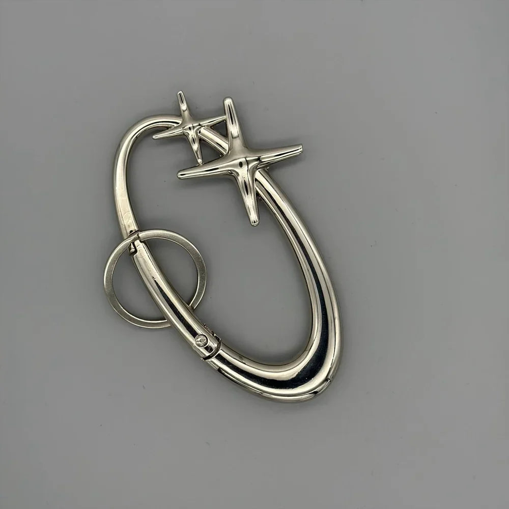 Y2K Punk Star Carabiner Keychain - Gothic Axe-Shaped Car Key Ring Backpack Fashion Decor