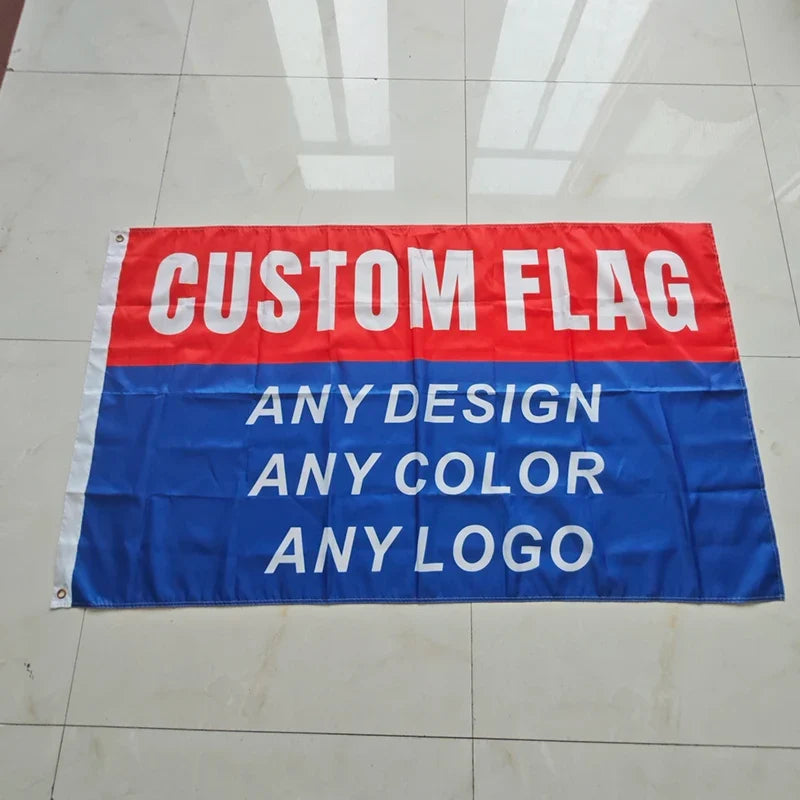 Custom Digital Print Flag Banner - Personalized Company Logo Polyester Outdoor Advertising Flag with Brass Grommets for Events & Promotion