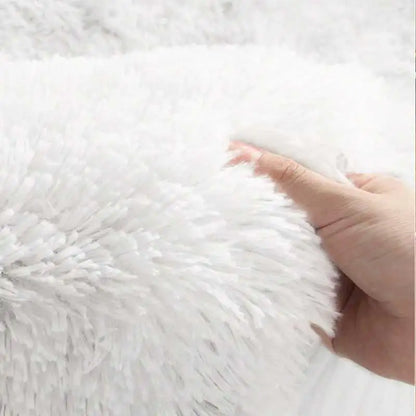 Furry Nordic Style Area Rug – Large Non-Slip Carpet for Living Room, Bedroom & Kids Room, Black/Gray/White Decor