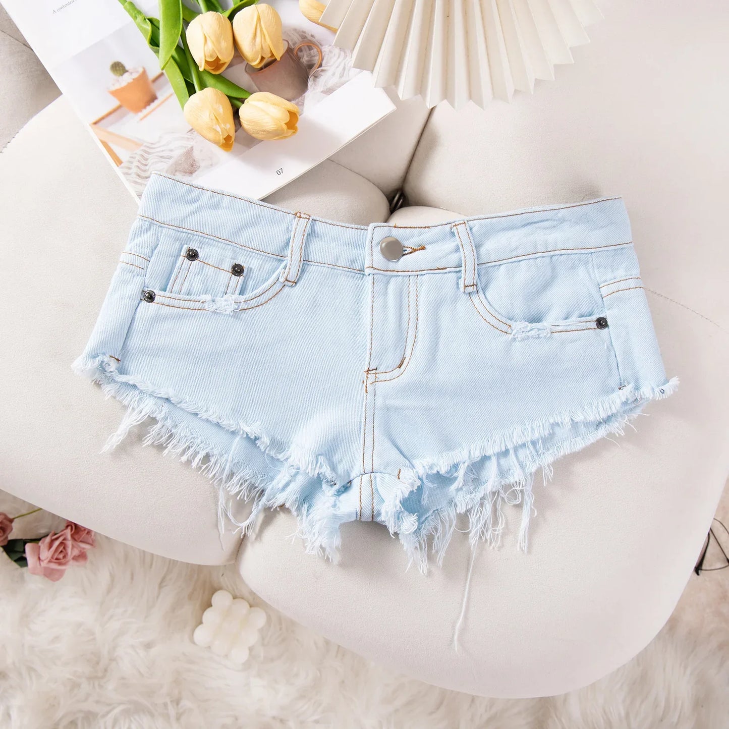 25# Summer Fashion Low-Waist Ripped Denim Shorts — Sexy Hot Pants & Booty Jeans for Women