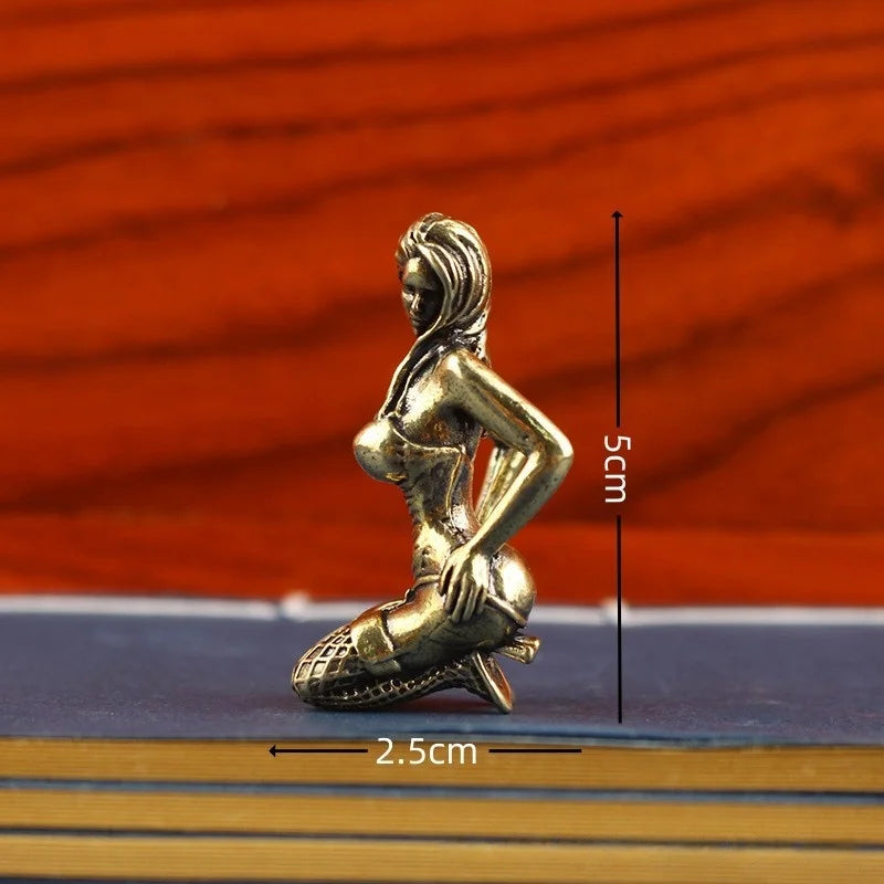 Solid Copper Woman Figurine – Sexy Bikini Beauty Statue, Collectible Model Ornament Gift for Men and Collectors