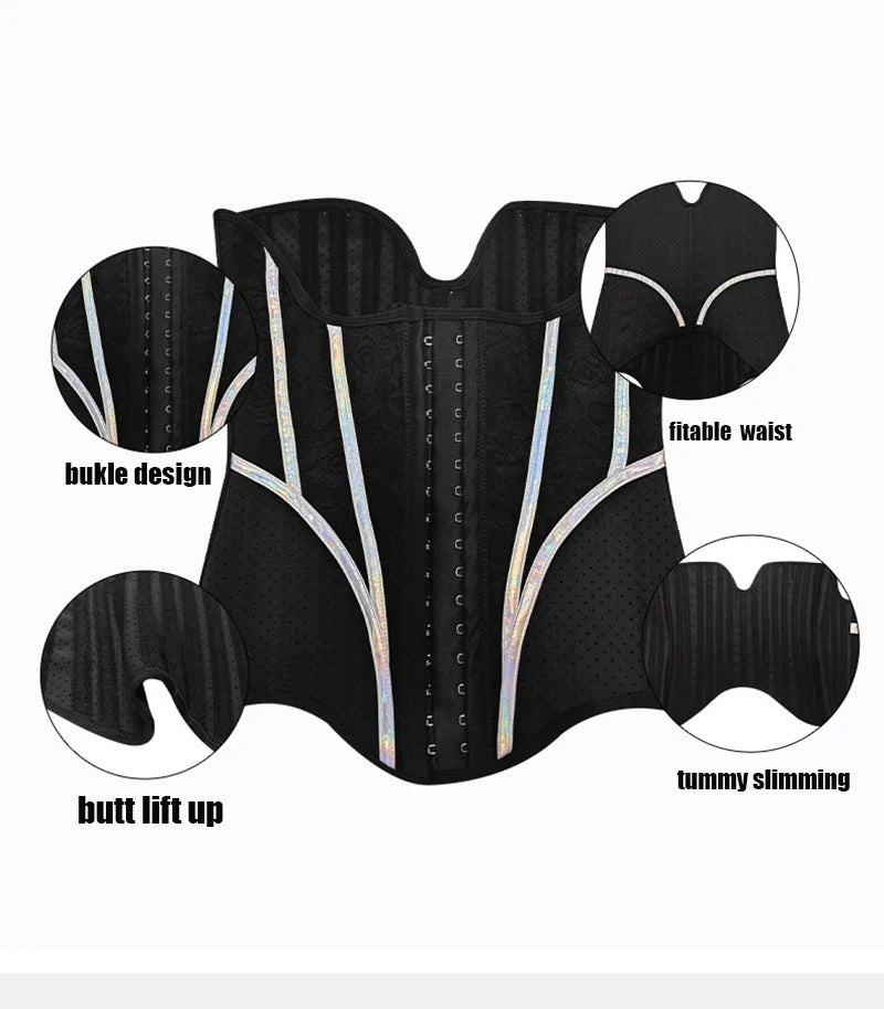 5XS-4XS Latex Rubber Waist Trainer – High Compression 25 Steel Bone Corset Shapewear, Belly Body Shaper Fajas Colombian Girdle Belt