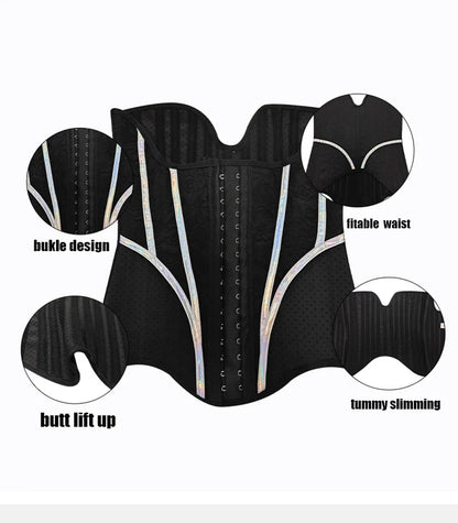 5XS-4XS Latex Rubber Waist Trainer – High Compression 25 Steel Bone Corset Shapewear, Belly Body Shaper Fajas Colombian Girdle Belt