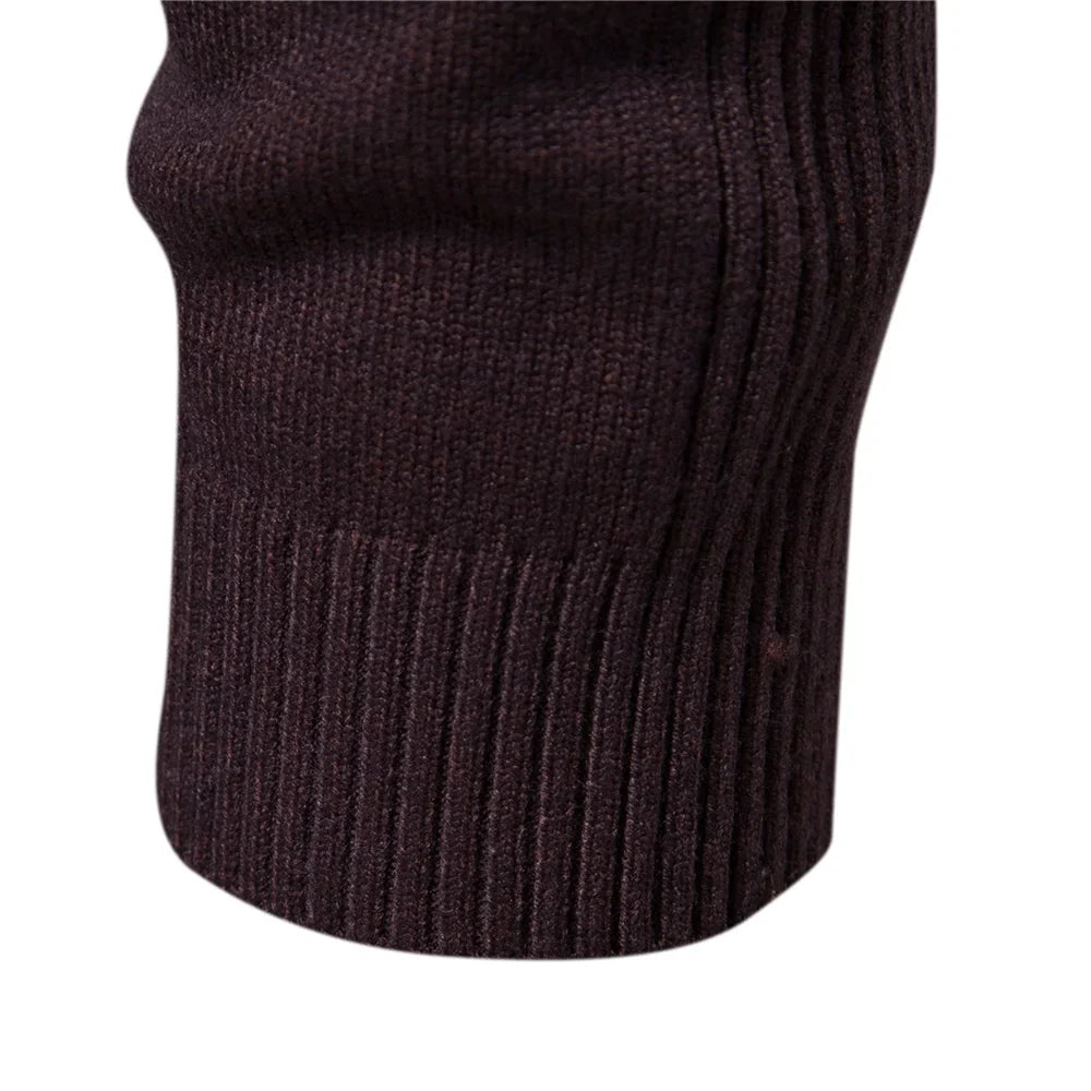 Men's Winter Turtleneck Sweater - Solid Color Warm Slim Fit High Neck Long Sleeve Casual Pullover Top
