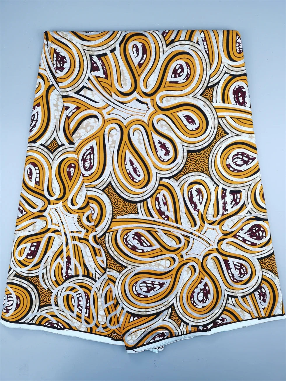 Grand African Wax Glitter Glam Fabric - 100% Cotton Ankara Batik Gold Print Pagne for Party Dresses & Sewing