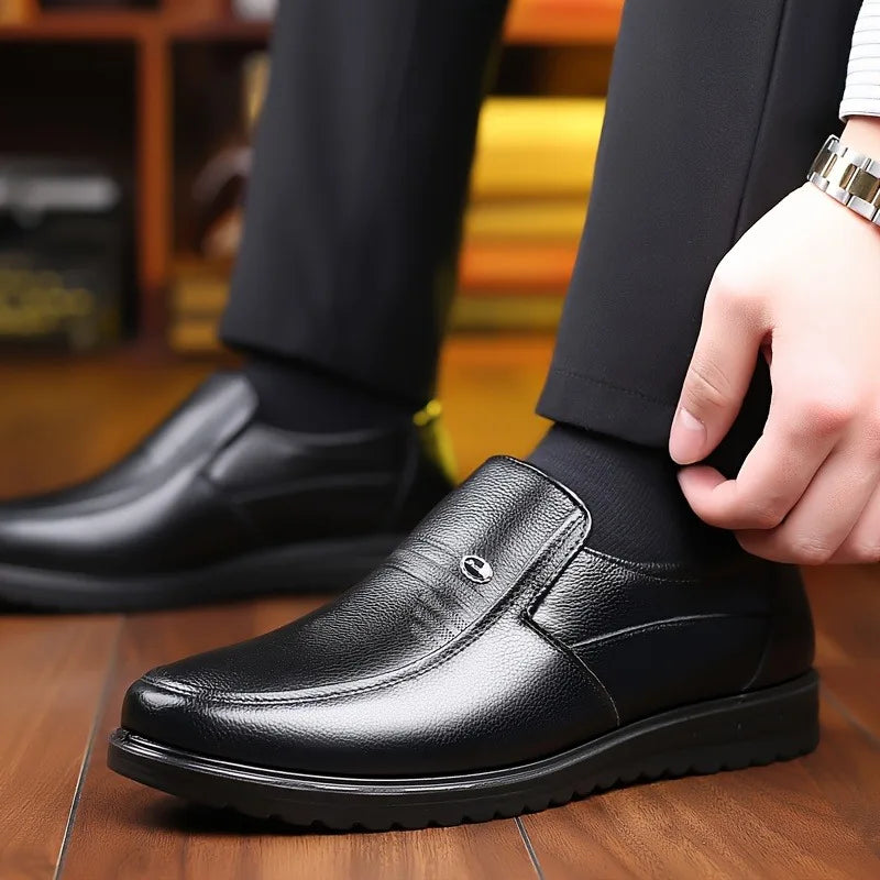 Men’s Handmade Genuine Leather Loafers - Soft Breathable Slip-On Business Casual Driving Shoes