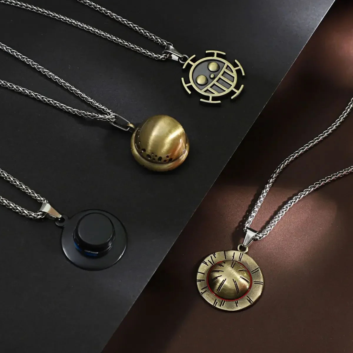 One Piece Luffy & Ace Necklace – Anime Straw Hat Metal Pendant for Men & Women, Sweater Chain Birthday Gift