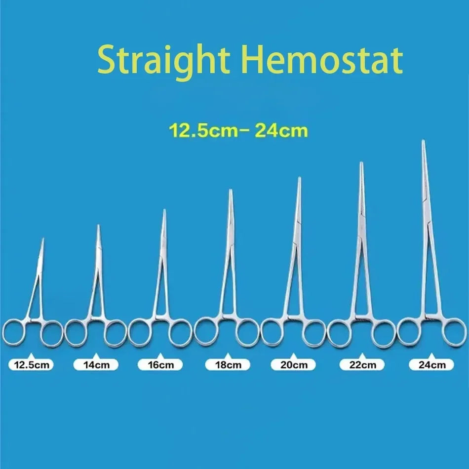 Stainless Steel Hemostatic Forceps - Locking Surgical Clamps with Curved & Straight Tip Pliers