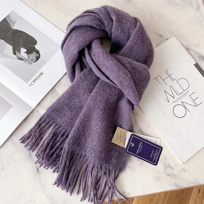 Winter Narrow Wool Scarf – 28 Colors, 100% Wool Solid Color Unisex Scarf for Men & Women, Warm and Cold-Proof