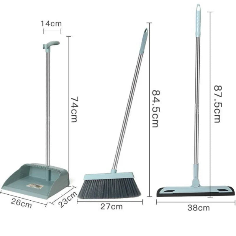 Household Broom & Dustpan Set - Foldable Sweeping Brush with Adjustable Handle and Garbage Shovel