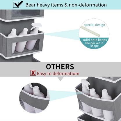 Over The Door Hanging Organizer - 1/3/4/5 Pocket Wall Mounted Storage Rack for Bathroom, Dorm & Clothes