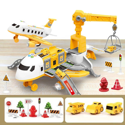 Deformation Music Simulation Aircraft Toy - Large Passenger Plane Inertia Track Vehicle for Kids Gift & Playtime