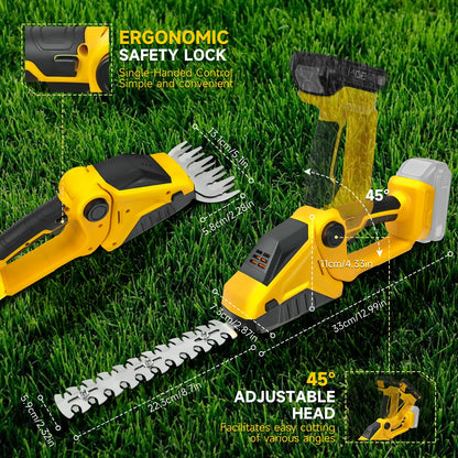 2-in-1 Cordless Hedge Trimmer & Grass Shears for DeWalt 20V Battery – Handheld Electric Garden Tool (Battery Not Included)