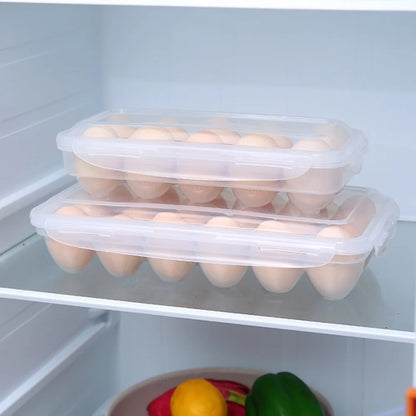 Egg Storage Box with Lid - Transparent Fresh Preservation Fridge Organizer 10/18 Grid Egg Holder Rack for Kitchen