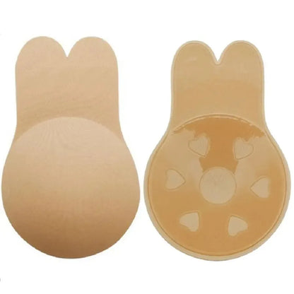 Women's Push-Up Silicone Invisible Bra – Strapless Self-Adhesive Lift Tape with Reusable Rabbit Nipple Covers