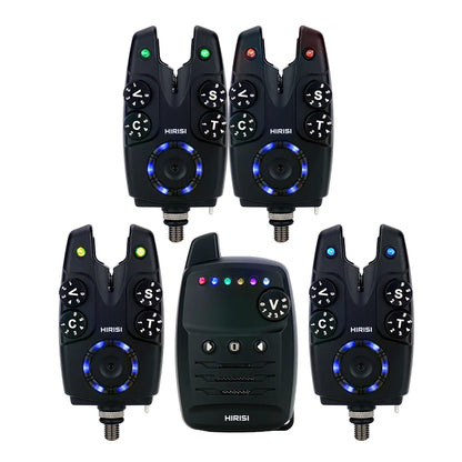 Hirisi S4 Carp Fishing Alarm Set - Anti-Theft Bite Indicators 1+4 Tackle System for Carp Angling