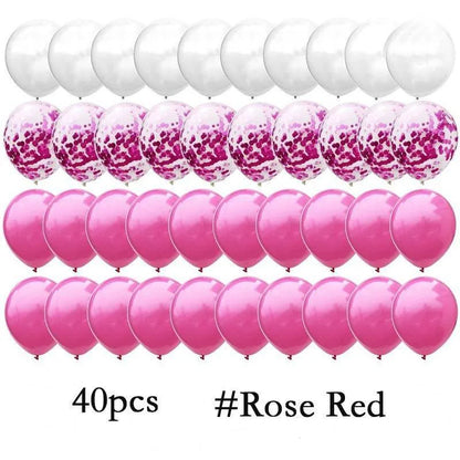 40Pcs/Set 12-inch Mix Blue Rose Gold Confetti Latex Balloon - Birthday, Baby Shower, Wedding, Party Decorations