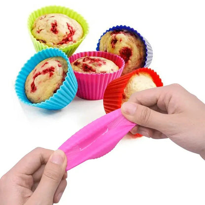 Reusable Silicone Round Cake Mold Set – Muffin & Cupcake Baking Tools for DIY Wedding, Birthday & Party Decorations