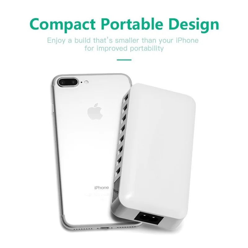 8-Port USB Fast Charging Station - Desktop Charger Hub with LCD Display for iPhone, Samsung & Xiaomi