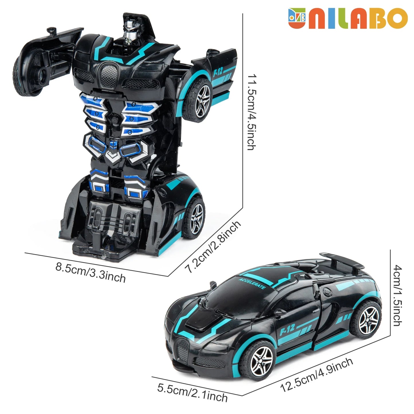 Transformable Robot Sports Car Toy - Battery-Free Educational Vehicle Model for Kids' Play & Learning