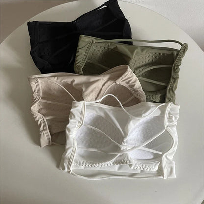 Seamless Ice Silk Tube Top – Strapless Push-Up Bralette for Women, Solid Color Wrap Chest Lingerie