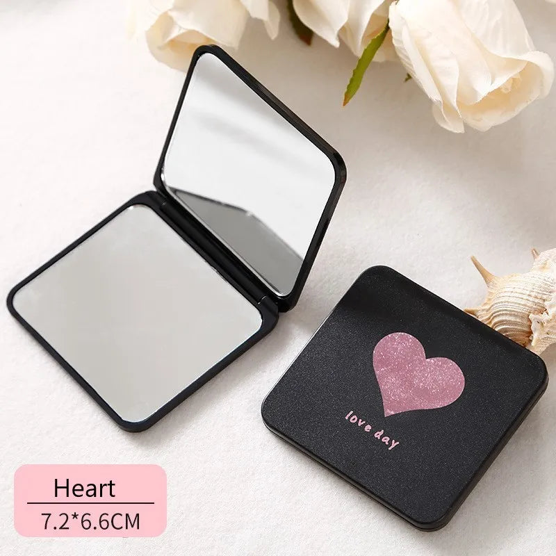 Foldable Mini Square Makeup Mirror - Double-Sided Compact Pocket Vanity Mirror