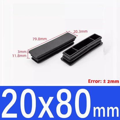 Black Square Tube End Caps - Plastic Blanking Plugs for Furniture, Tables & Chairs 10-100mm
