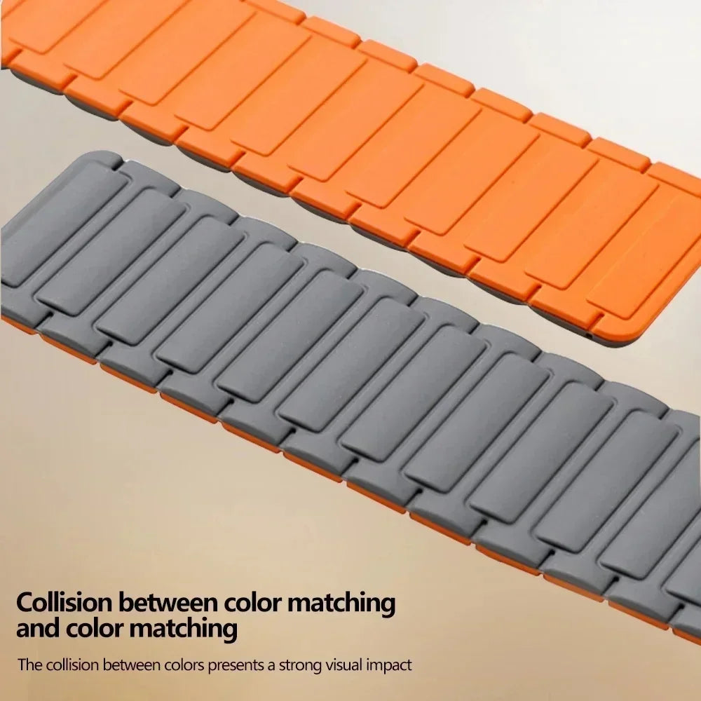Magnetic Silicone Sports Band for Apple Watch — Fits Ultra 2 (49mm) & Series 9/8/7/6/5/4/SE/3 (38–45mm)