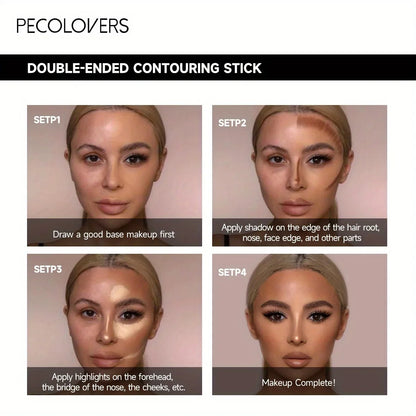 Double Head Contour Stick - Cream Concealer & Highlighter Makeup for Nose Sculpting and V Face Definition