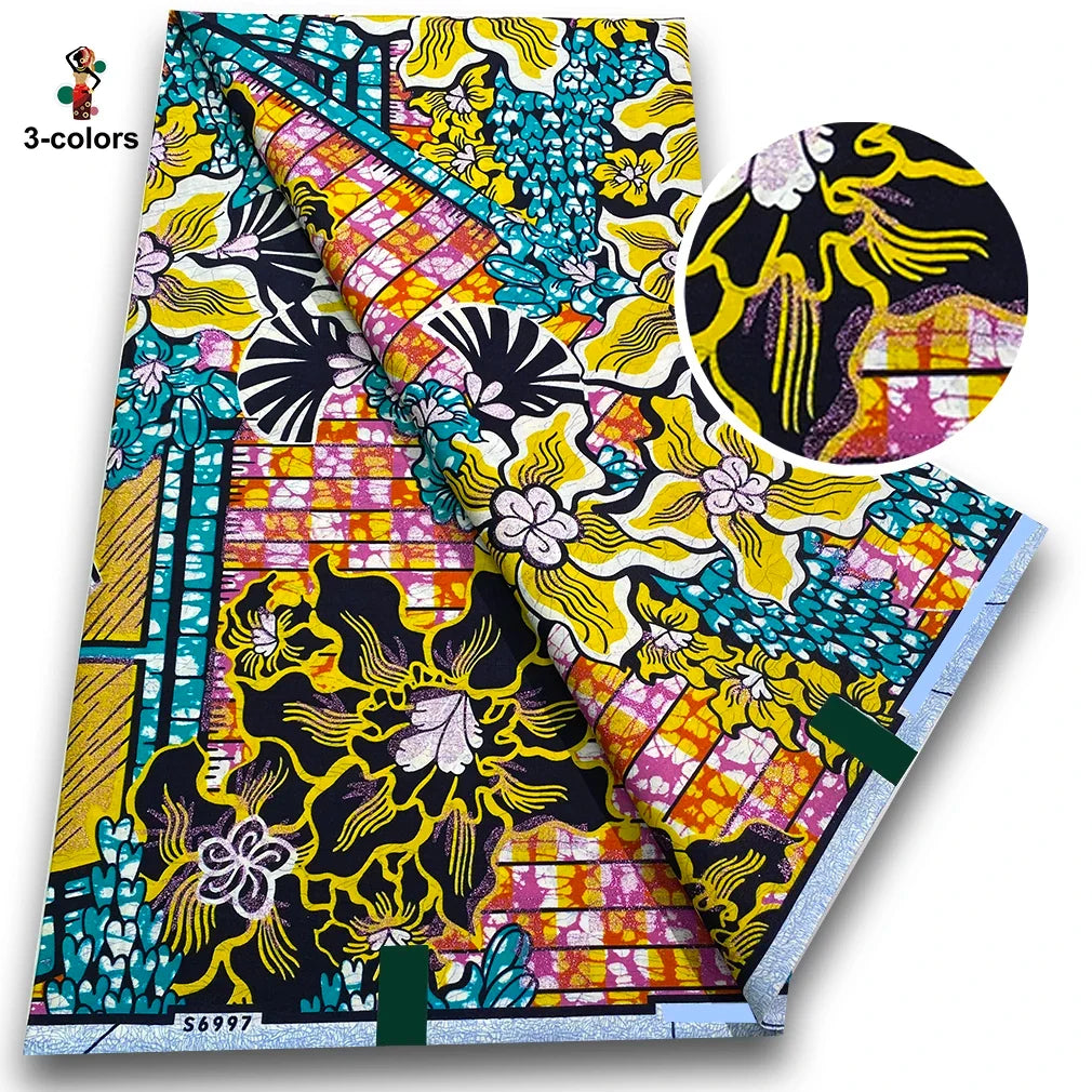 Super Glitter Golden Wax Fabric - Soft Cotton Ankara Batik with Flash Gold Print for Nigerian & African Fashion