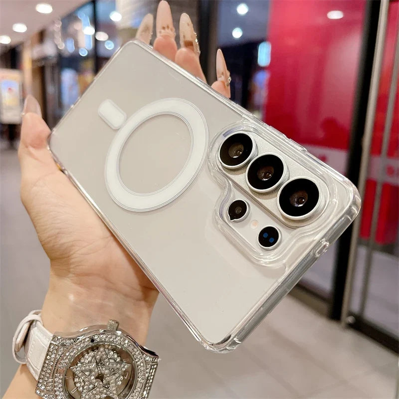 MagSafe Magnetic Clear Phone Case - Transparent Protective Cover for Samsung Galaxy S26, S25, S24 & Galaxy A Series