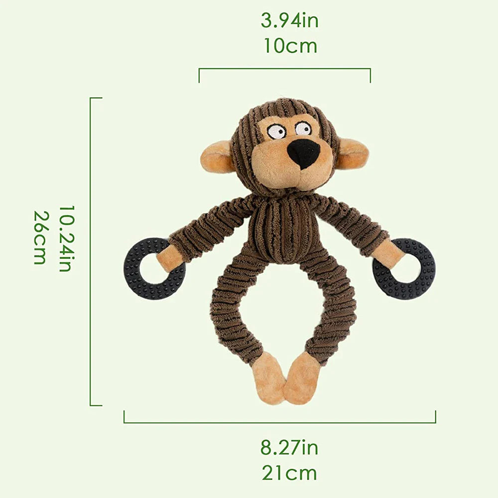 Squeaky Puppy Chew Toys – Plush Interactive Monkey Toy for Teething & Training Small Dogs