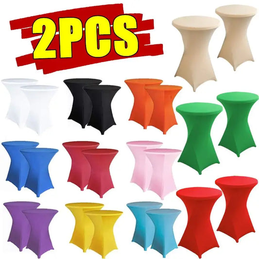 Spandex Round Tablecloth - Stretch Elastic Cocktail Table Cover for Wedding, Party, Hotel & Event Decor
