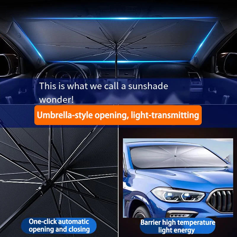Car Windshield Sunshade - Portable Front Window Sunscreen Heat Insulation Shade with Storage Design