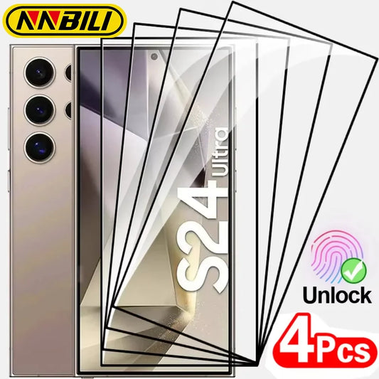 NNBILI 4PCS Full Cover Tempered Glass - Samsung Galaxy S24/S25 Ultra, Plus, S23, S22 & S21 Screen Protectors