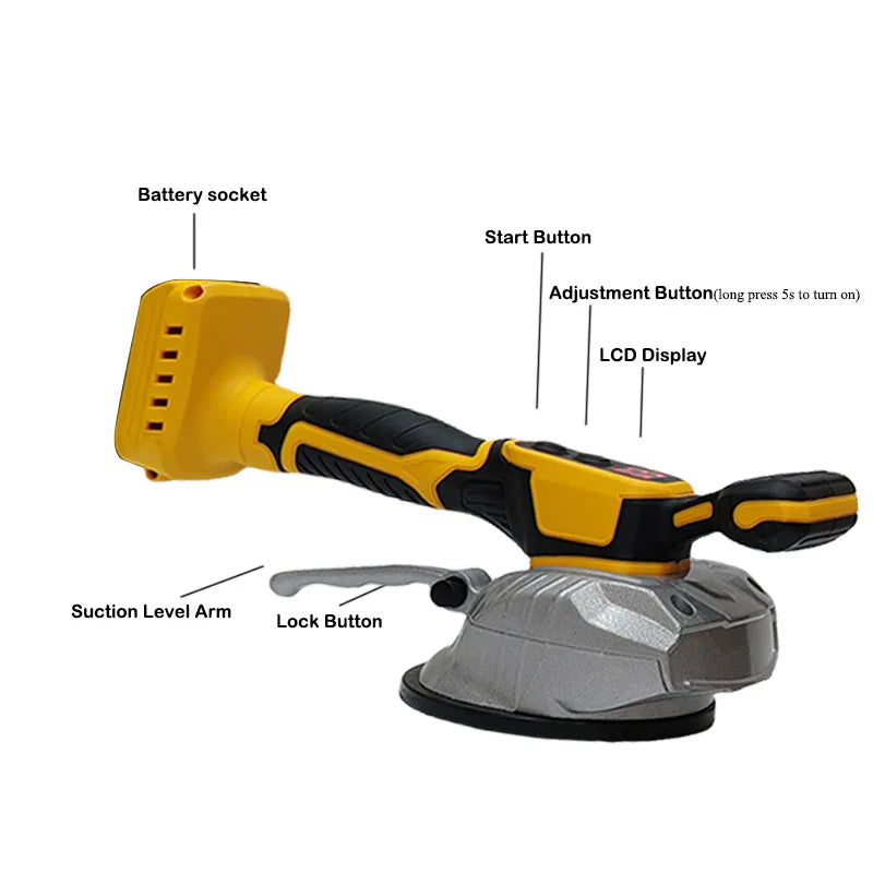 High-Capacity Tile Tiling Machine — 8-Position Adjustable Vibrating Tile Laying Tool for Wall & Floor — DeWalt 18V Compatible (Battery Not Included)