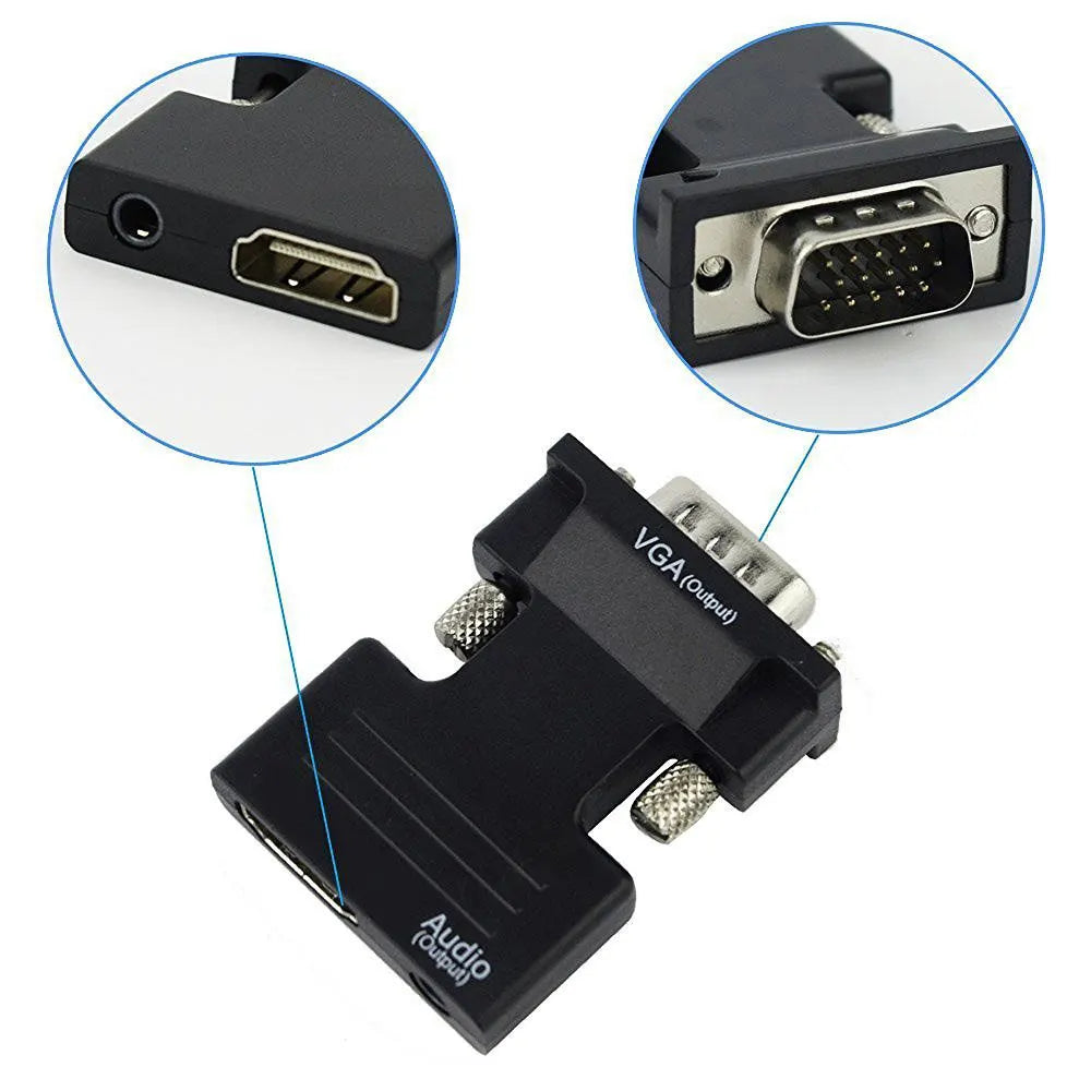 HDMI to VGA Converter Adapter - 1080P Video Audio Adapter with 3.5mm Jack for PC Laptop HDTV Projector