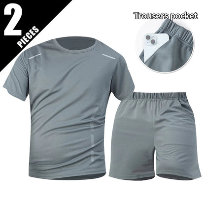 Men’s Summer Quick Dry T-Shirt - Solid Color Short Sleeve Sports Shirt for Running & Casual Wear