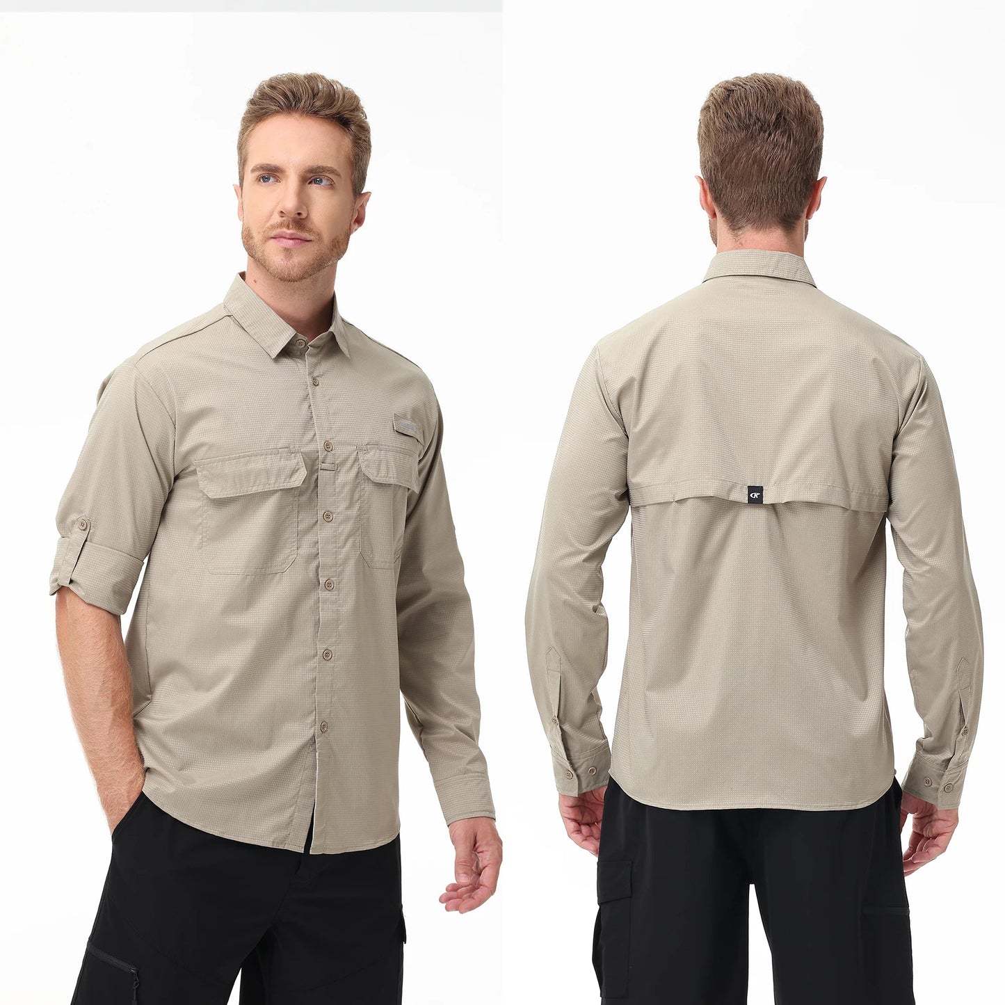 Men’s UPF 50+ Fishing Shirt - Lightweight Long Sleeve Tactical Button Down with Breathable Mesh Back