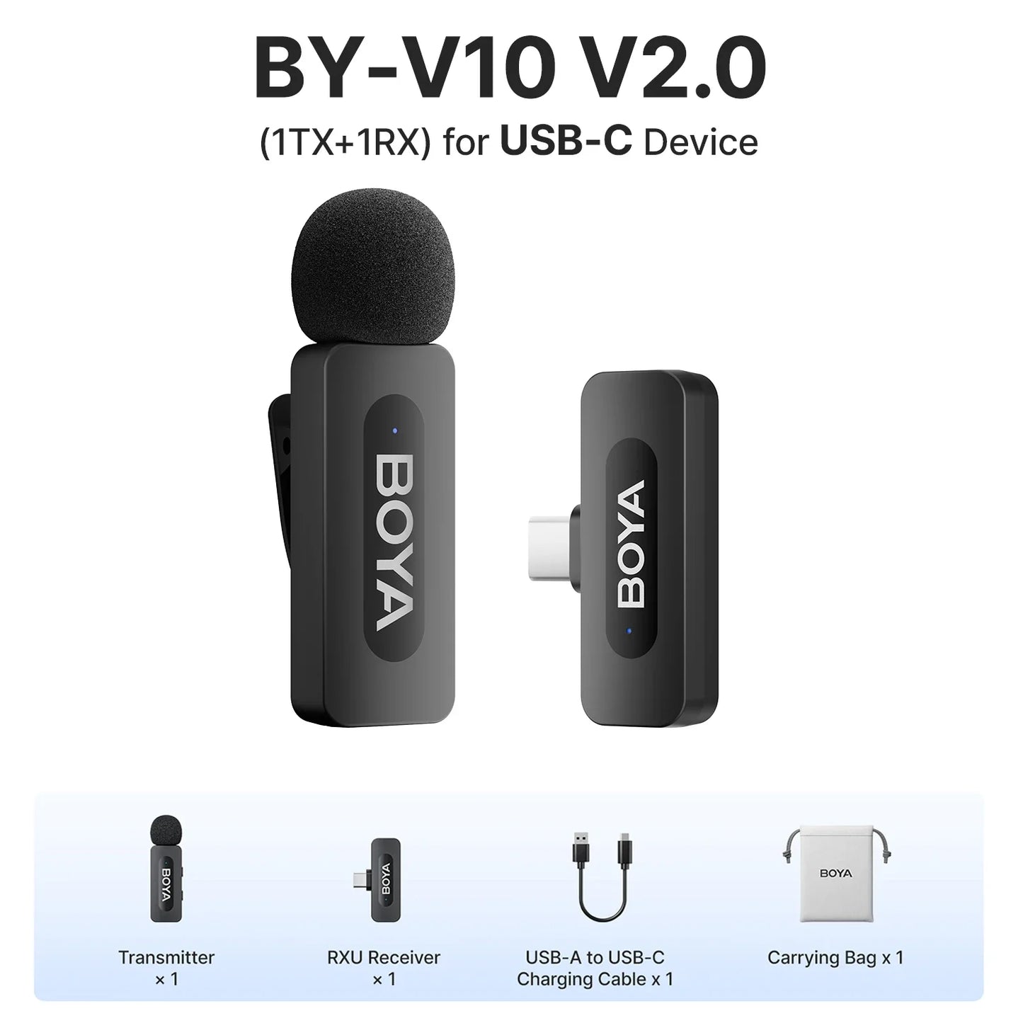 BOYA BY-V Wireless Lavalier Microphone – Professional Mini Mic for iPhone, iPad, Android, Live Broadcast, Gaming, Recording & Vlog